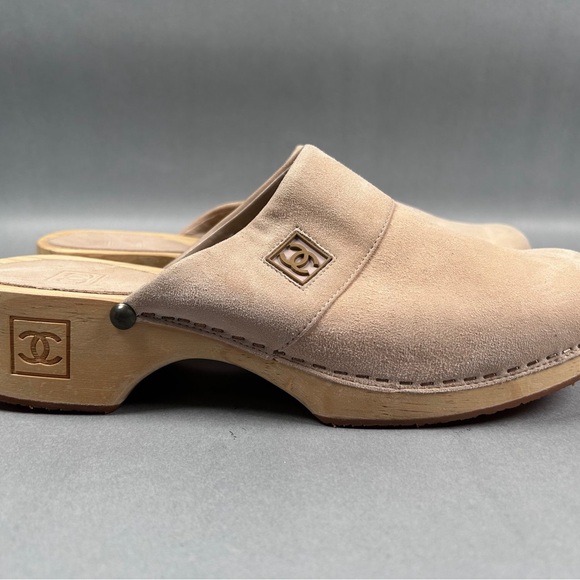 CHANEL Shoes - CHANEL Light Beige Suede Clogs LIKE NEW